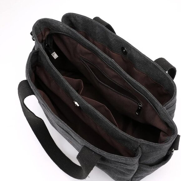 Canvas Hobo Handbag Large Multi Compartment Tote Purse for Women Travel Work - Picture 4 of 9